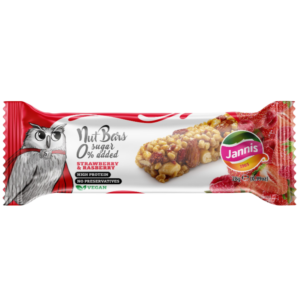 JANNIS CEREAL BAR STRAWBERRY & RASPBERRY 0% SUGAR