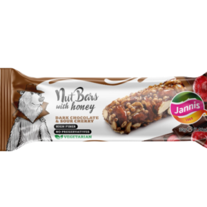 JANNIS CEREAL BAR WITH DARK CHOCOLATE & SOUR CHERRY