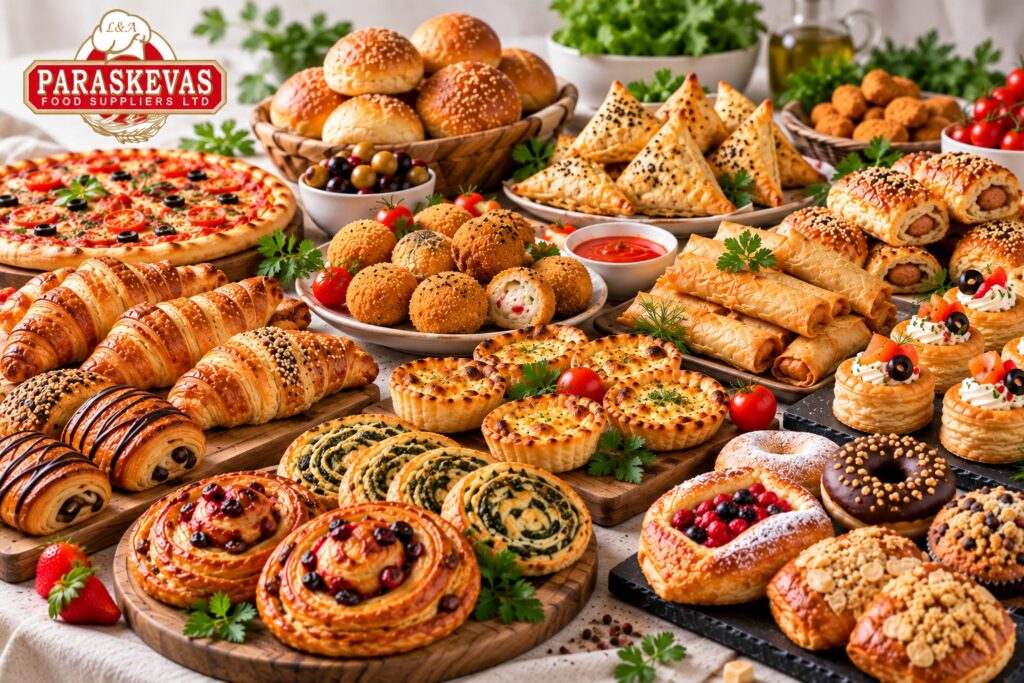 Προϊόντα χονδρικής τροφίμων στην Κύπρο, όπως κρουασάν, αρτοσκευάσματα, finger food, πίτσα και αλμυρά σνακ για εστιατόρια, ξενοδοχεία και καφέ.
